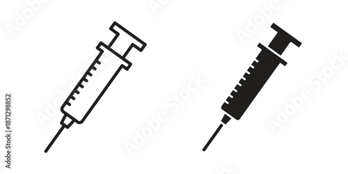 Syringe icons in black glyph and liner versions for design.