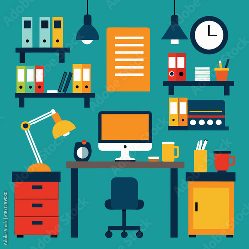 Colorful Office Workspace Setup