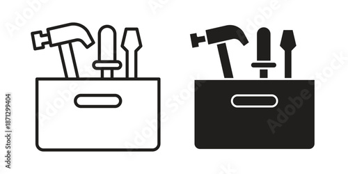 Toolbox icons in black glyph and liner versions for design.