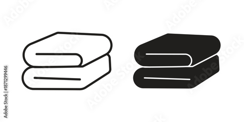 Towel icons in black glyph and liner versions for design.