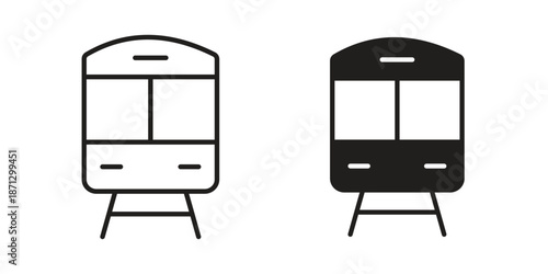 Train icons in black glyph and liner versions for design.