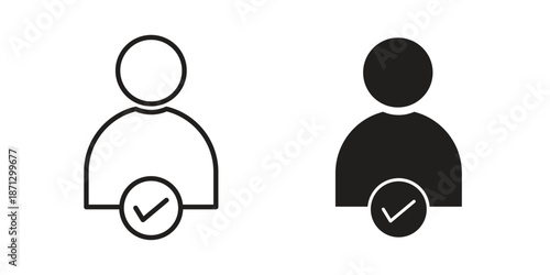 User check icons in black glyph and liner versions for design.