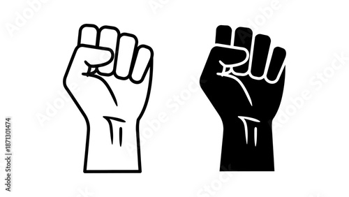 Outline and Silhouette of a Fist with Detailing