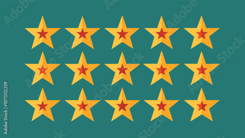 Fifteen Stars in A Grid For Awards and Praise, Bright Star Quality, Elegant Display.