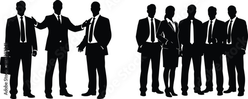 Business people silhouette group discussion teamwork corporate professionals leadership communication meeting collaboration office concept illustration
