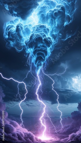 A vibrant electric blue inferno