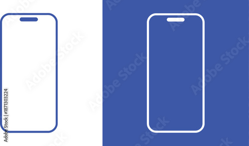 Two outline smartphones on contrasting backgrounds