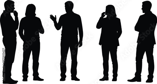 Business, people, silhouettes, discussion, communication, teamwork, collaboration, meeting, professional, conversation, brainstorming, corporate, strategy, planning, colleagues, interaction