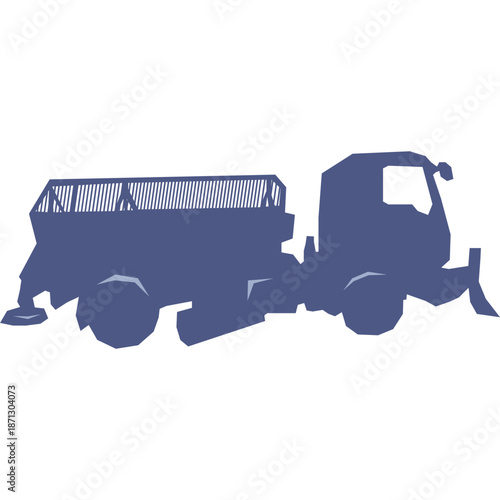 Silhouette of a snow plow truck