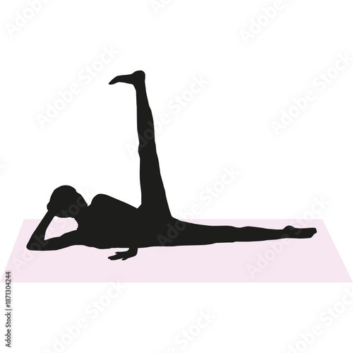 Silhouette of person performing lying leg raise exercise