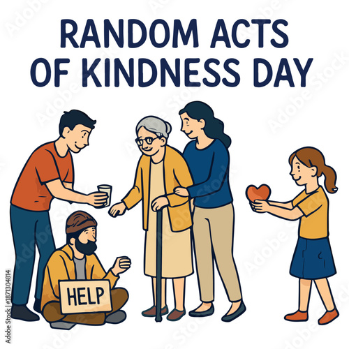 Random Acts of Kindness Day February 17 Flat Cartoon Hand Drawn Illustration
