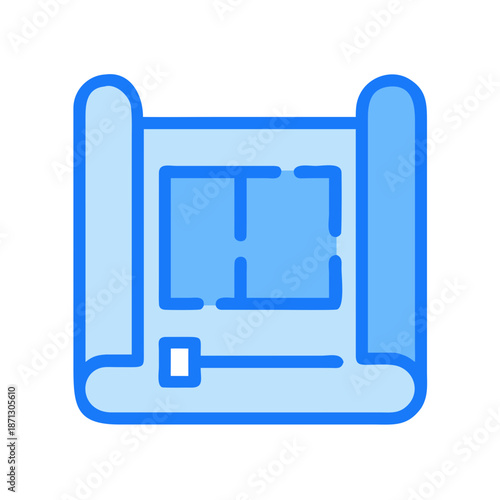 Iconic blueprint illustration representing architectural design and home planning concept