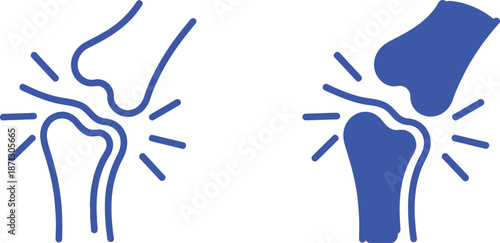 Two blue knee joint one outlined one filled bone pain