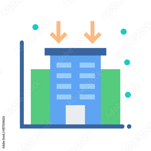 Decline in real estate value concept illustrated in a flat graphic style