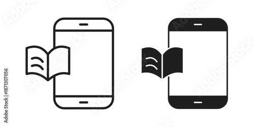 Ebook icons for web design set in black stroke and solid style. EPS10