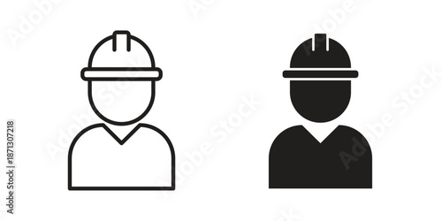 Engineer icons for web design set in black stroke and solid style. EPS10