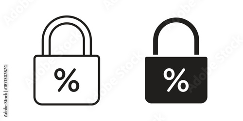 Fixed rate mortgage icons for web design set in black stroke and solid style. EPS10
