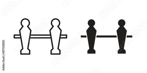 Foosball icons for web design set in black stroke and solid style. EPS10