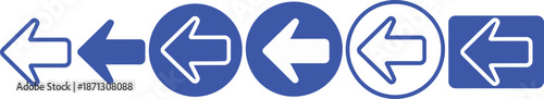 Blue arrows pointing left in various shapes and sizes