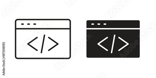 Front end icons for web design set in black stroke and solid style. EPS10