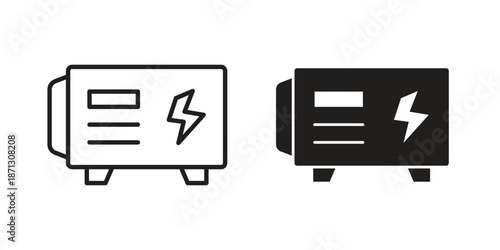 Generator icons for web design set in black stroke and solid style. EPS10