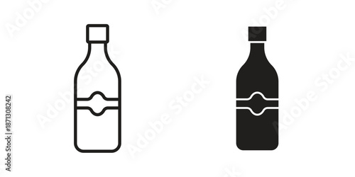 Gin icons for web design set in black stroke and solid style. EPS10