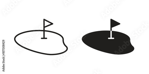 Golf yard icons for web design set in black stroke and solid style. EPS10