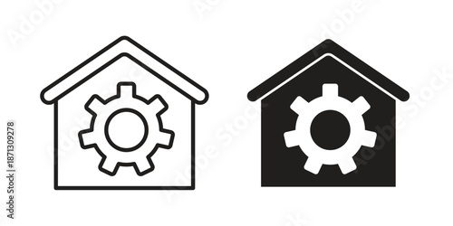 Home repair icons for web design set in black stroke and solid style. EPS10
