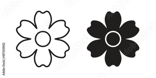 Hypericum icons for web design set in black stroke and solid style. EPS10