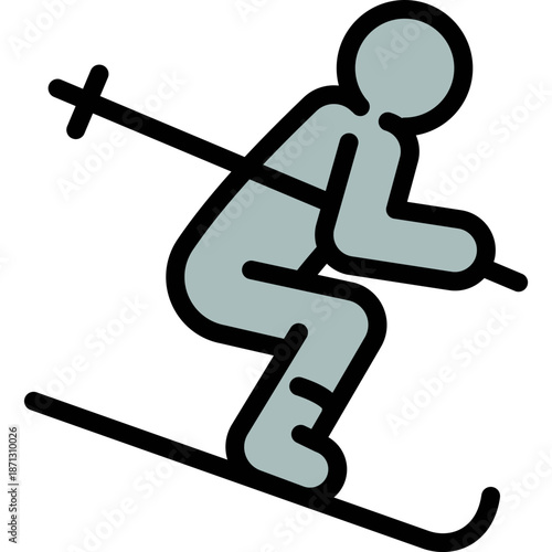 Simple Icon of a Skier