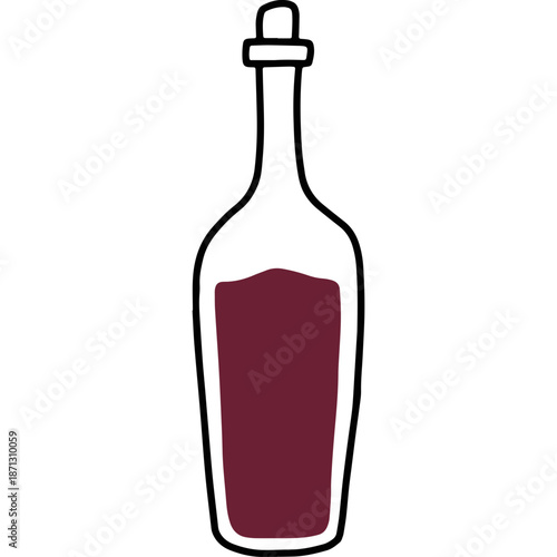 Simple Icon of a Wine Bottle with Red Liquid