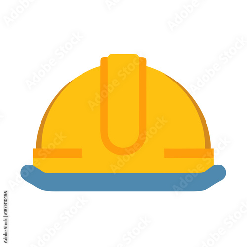 Stylized Flat Vector Yellow Construction Hard Hat Isolated on Black Background