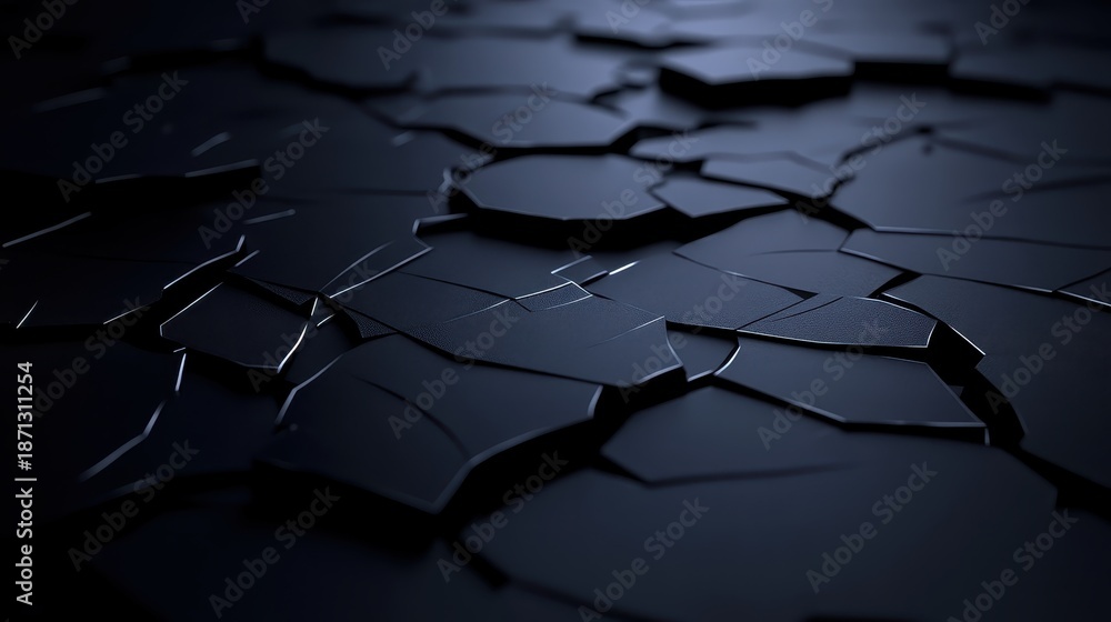 Fototapeta premium Fractured geometric forms in deep opaque blue