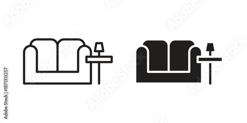 Lounge icons for web design set in black stroke and solid style. EPS10