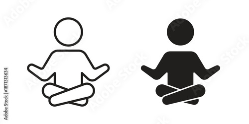 Meditating icons for web design set in black stroke and solid style. EPS10