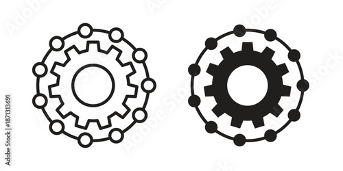 Microservices icons for web design set in black stroke and solid style. EPS10
