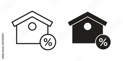 Mortgage rate icons for web design set in black stroke and solid style. EPS10