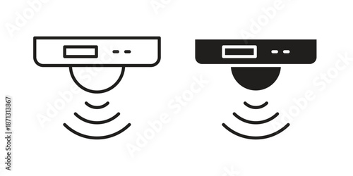 Motion sensor icons for web design set in black stroke and solid style. EPS10