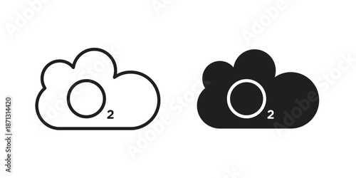 Oxygen O2 icons for web design set in black stroke and solid style. EPS10