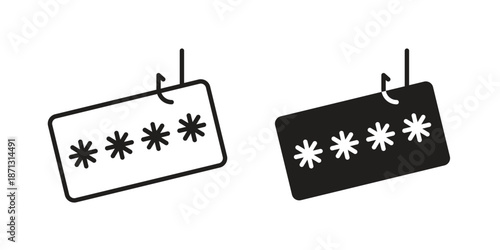 Password phishing icons for web design set in black stroke and solid style. EPS10
