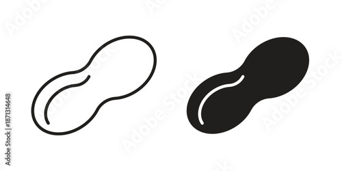 Peanut icons for web design set in black stroke and solid style. EPS10