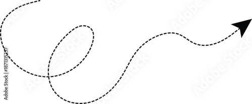 Vector illustration dotted line with arrow on transparent background 