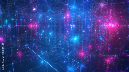 The intersection of AI and neural networks visualized in a high-tech data center, highlighting technological advancements