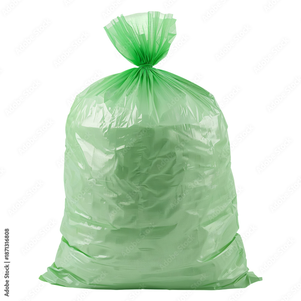 Naklejka premium Collection of Green Trash Bag Filled With Waste at a Recycling Location in the City During Daytime