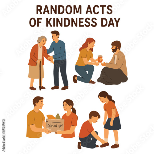Random Acts of Kindness Day February 17 Flat Cartoon Hand Drawn Illustration