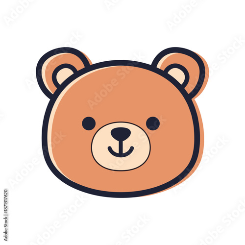 Adorable Cartoon Bear Face Illustration