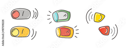 Car indicator light icons, turn signal, hazard light, vector illustration