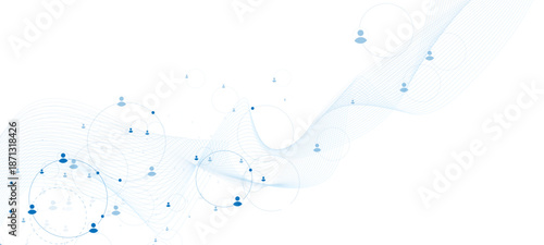 Network background. Connections with points, lines, and people icons. Vector technology background abstract wave background