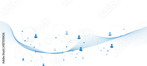 Network background. Connections with points, lines, abstract blue background