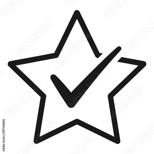 A black star outline with a checkmark inside indicating approval